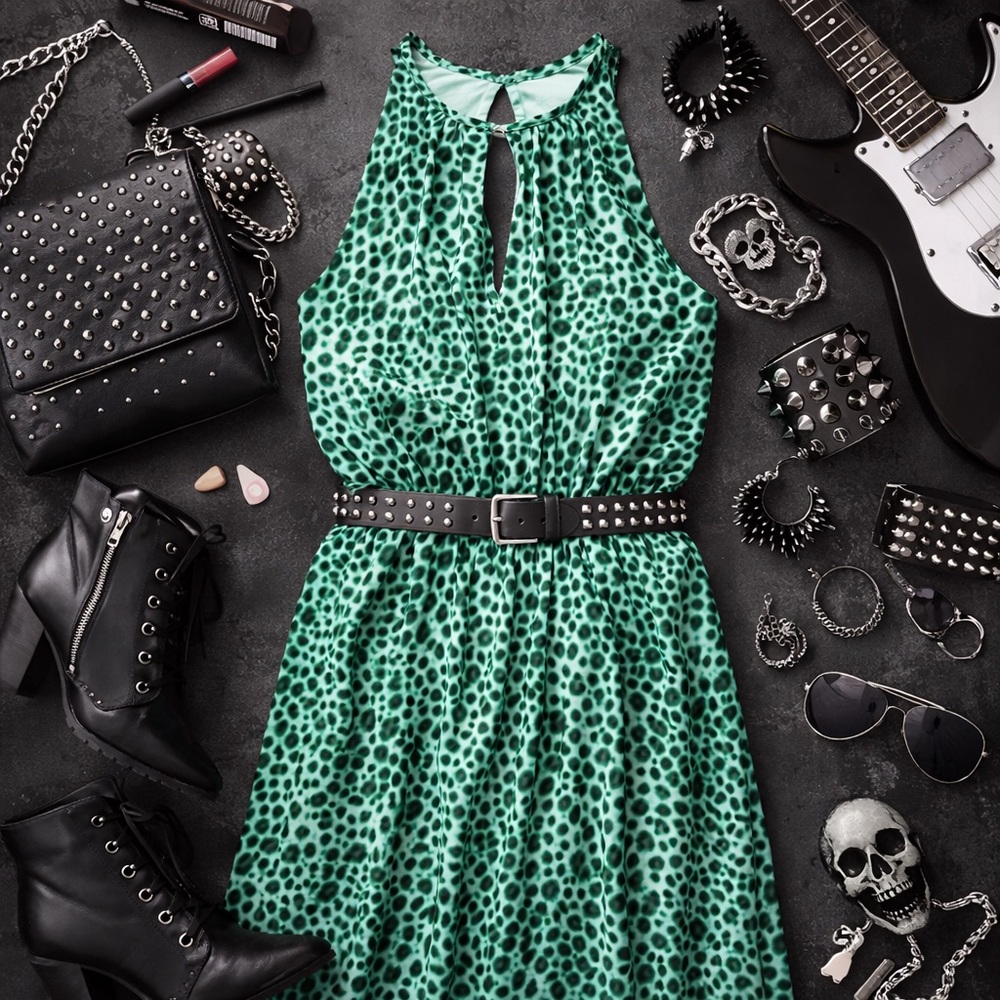 Jennifer Lopez Green Leopard-Print Maxi Dress